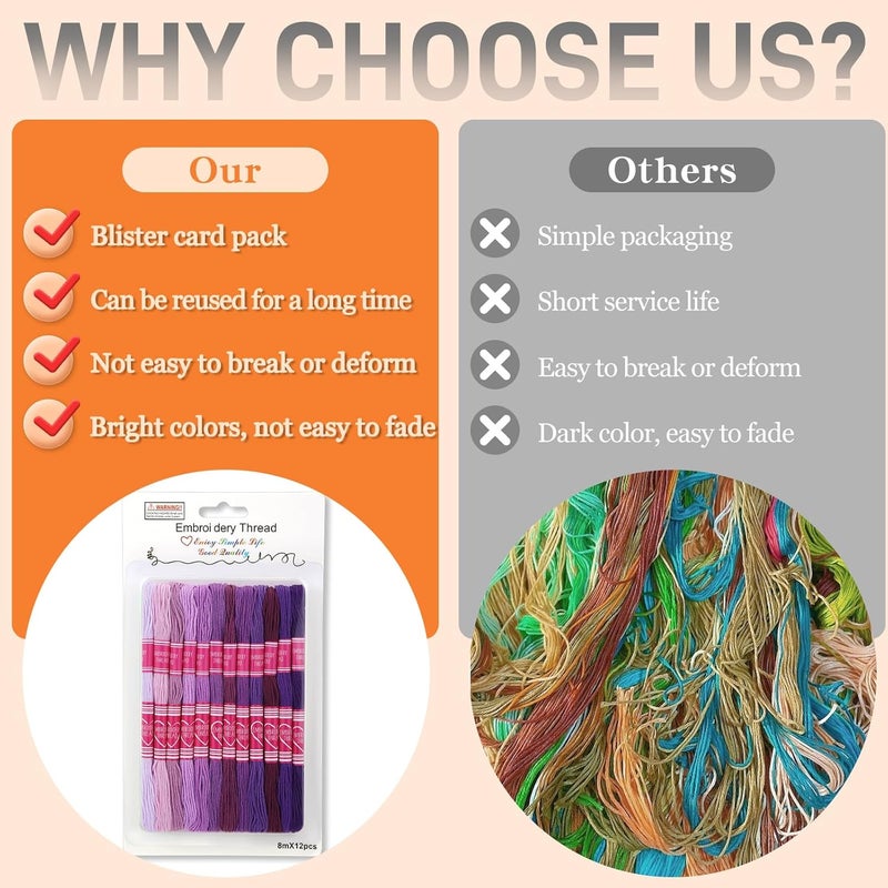 Dercuy Embroidery Floss,12 Skeins Purple Embroidery Thread,Friendship Bracelet String for DIY Making,Embroidery Crafts - Image 4